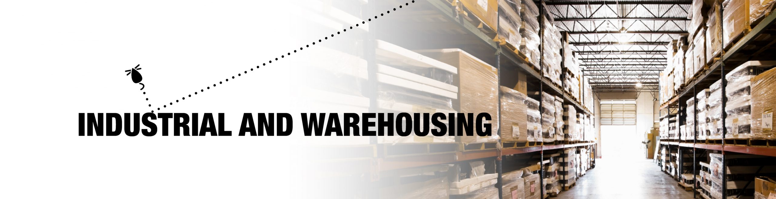 Industrial and Warehousing header with an image of a warehouse